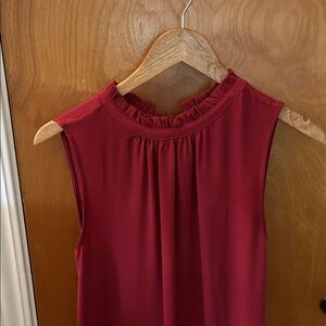 LOFT Burgundy Ruffle Blouse
